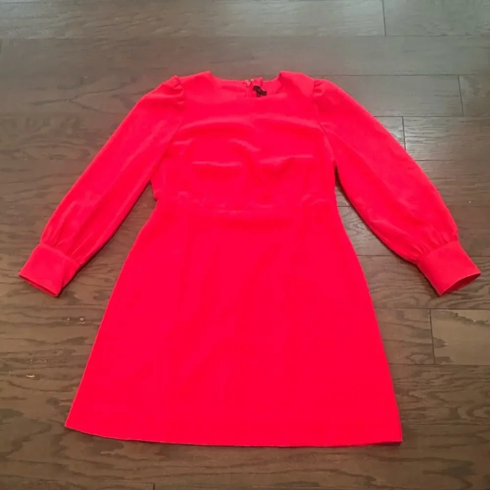 J.Crew Long-sleeve dress in 365 crepe fabric Bright Rose Size 14